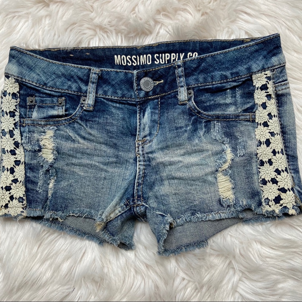 Crochet Distressed denim Shorts Cut Off Frayed